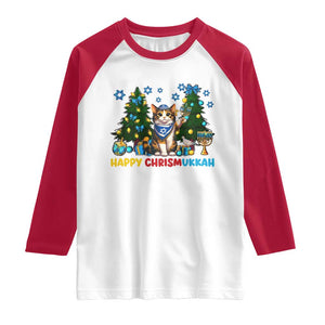 Happy Chrismukkah Raglan Shirt Funny Christmas Hanukkah Cat Lover Gift TS12 White Red Print Your Wear