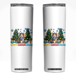 Happy Chrismukkah Skinny Tumbler Funny Christmas Hanukkah Cat Lover Gift TS12 White Print Your Wear