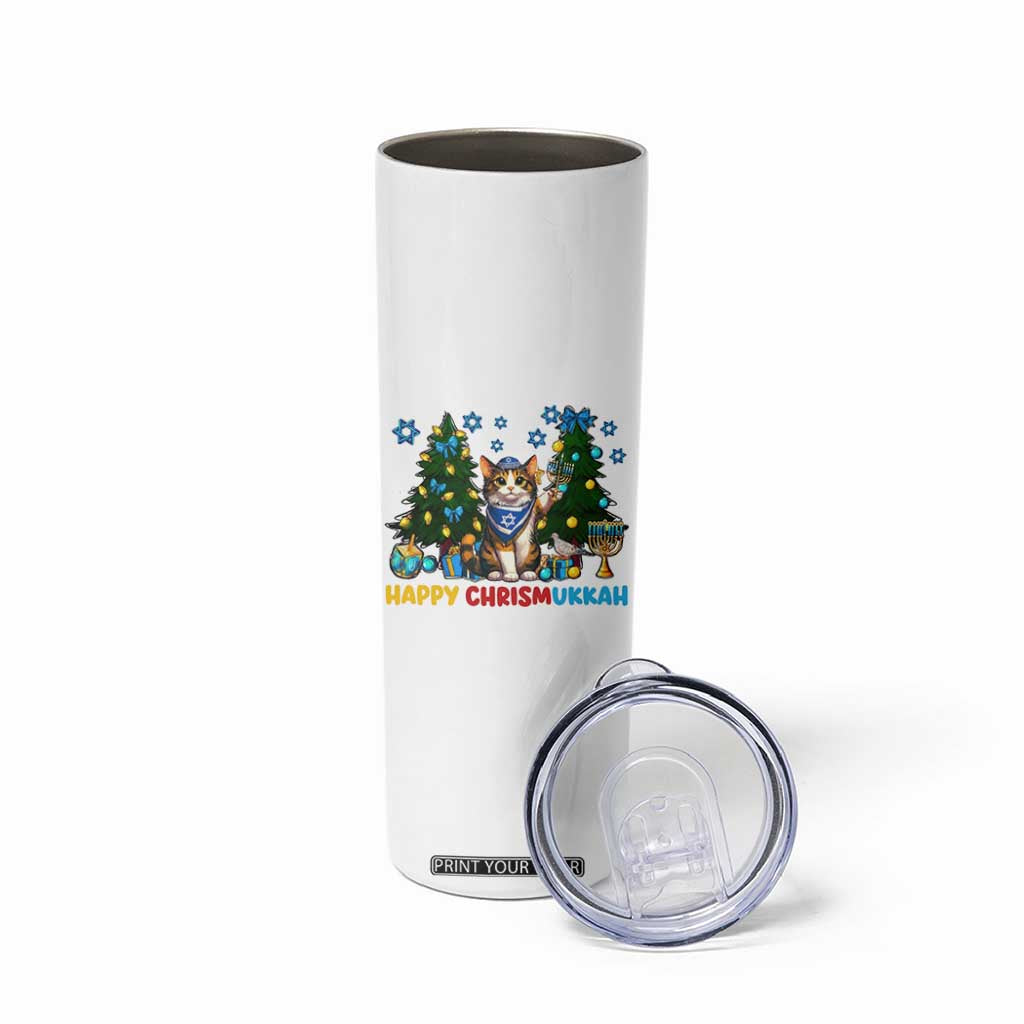 Happy Chrismukkah Skinny Tumbler Funny Christmas Hanukkah Cat Lover Gift TS12 Print Your Wear