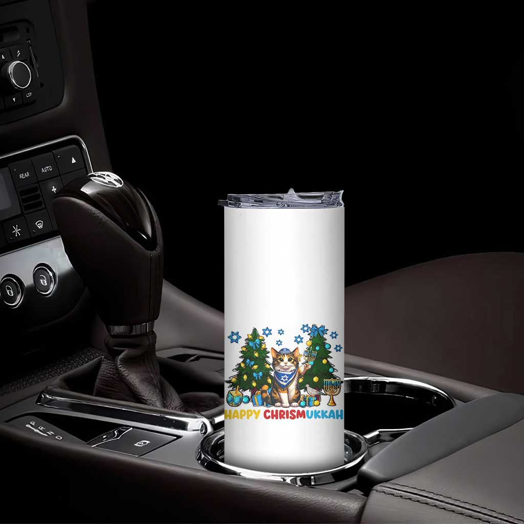 Happy Chrismukkah Skinny Tumbler Funny Christmas Hanukkah Cat Lover Gift TS12 Print Your Wear