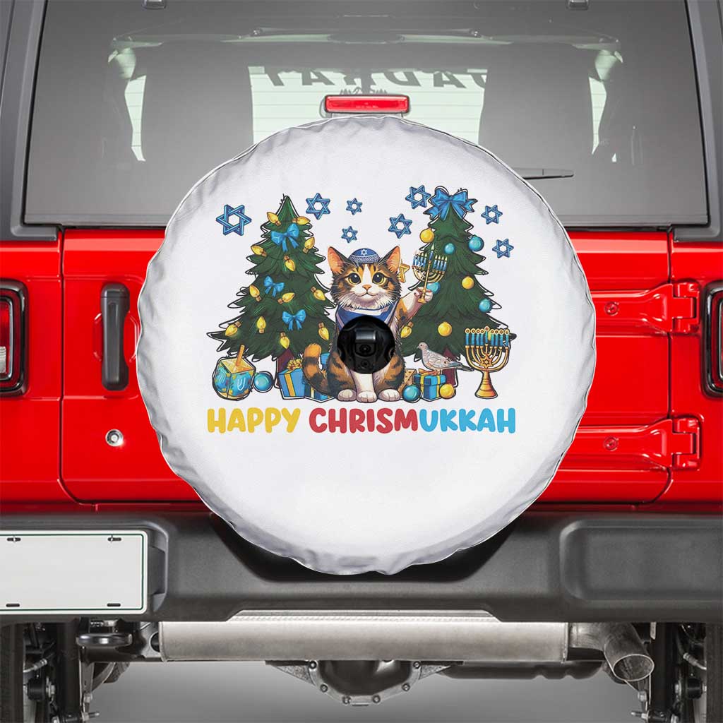 Happy Chrismukkah Spare Tire Cover Funny Christmas Hanukkah Cat Lover Gift TS12 Black Print Your Wear
