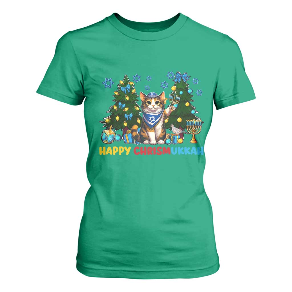 Happy Chrismukkah T Shirt For Women Funny Christmas Hanukkah Cat Lover Gift TS12 Irish Green Print Your Wear