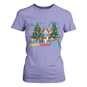 Happy Chrismukkah T Shirt For Women Funny Christmas Hanukkah Cat Lover Gift TS12 Violet Print Your Wear