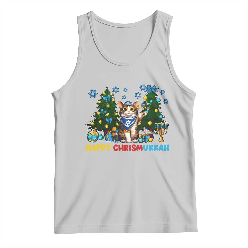 Happy Chrismukkah Tank Top Funny Christmas Hanukkah Cat Lover Gift TS12 Ash Print Your Wear