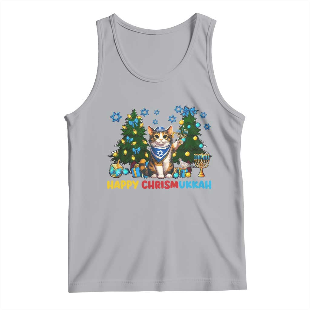Happy Chrismukkah Tank Top Funny Christmas Hanukkah Cat Lover Gift TS12 Athletic Heather Print Your Wear