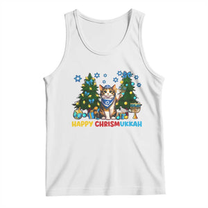 Happy Chrismukkah Tank Top Funny Christmas Hanukkah Cat Lover Gift TS12 White Print Your Wear