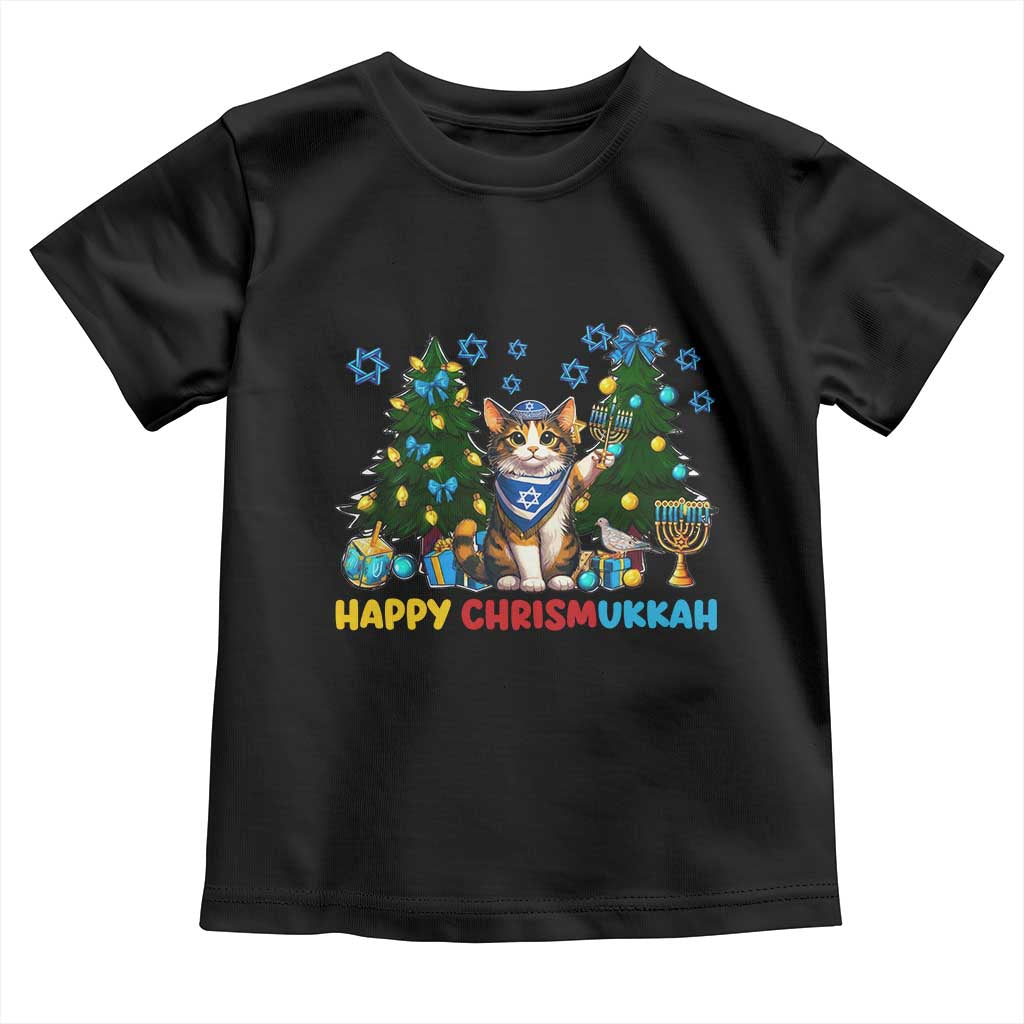 Happy Chrismukkah Toddler T Shirt Funny Christmas Hanukkah Cat Lover Gift TS12 Black Print Your Wear