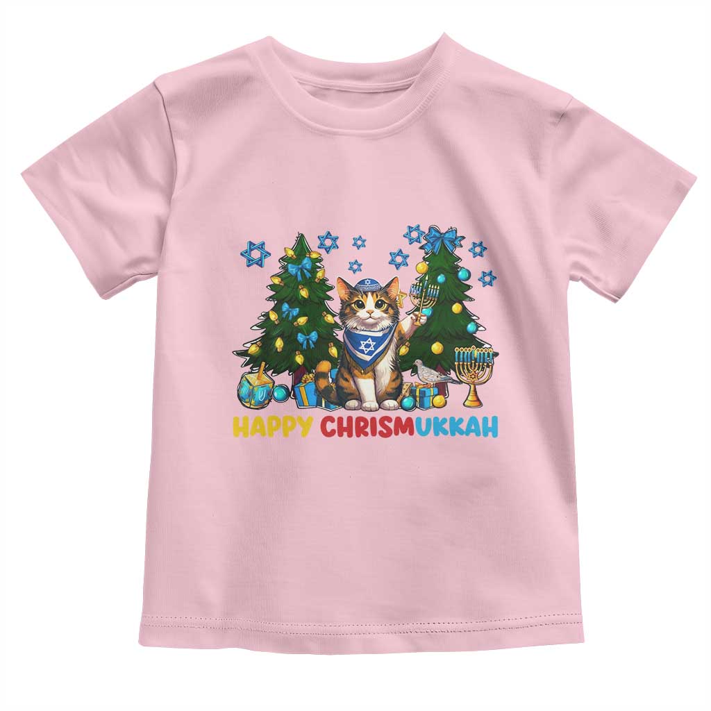 Happy Chrismukkah Toddler T Shirt Funny Christmas Hanukkah Cat Lover Gift TS12 Light Pink Print Your Wear
