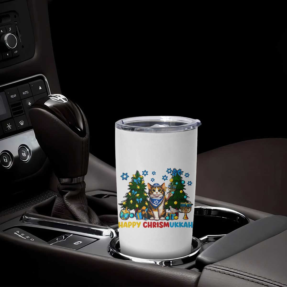 Happy Chrismukkah Tumbler Cup Funny Christmas Hanukkah Cat Lover Gift TS12 Print Your Wear