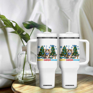 Happy Chrismukkah Tumbler With Handle Funny Christmas Hanukkah Cat Lover Gift TS12 Print Your Wear