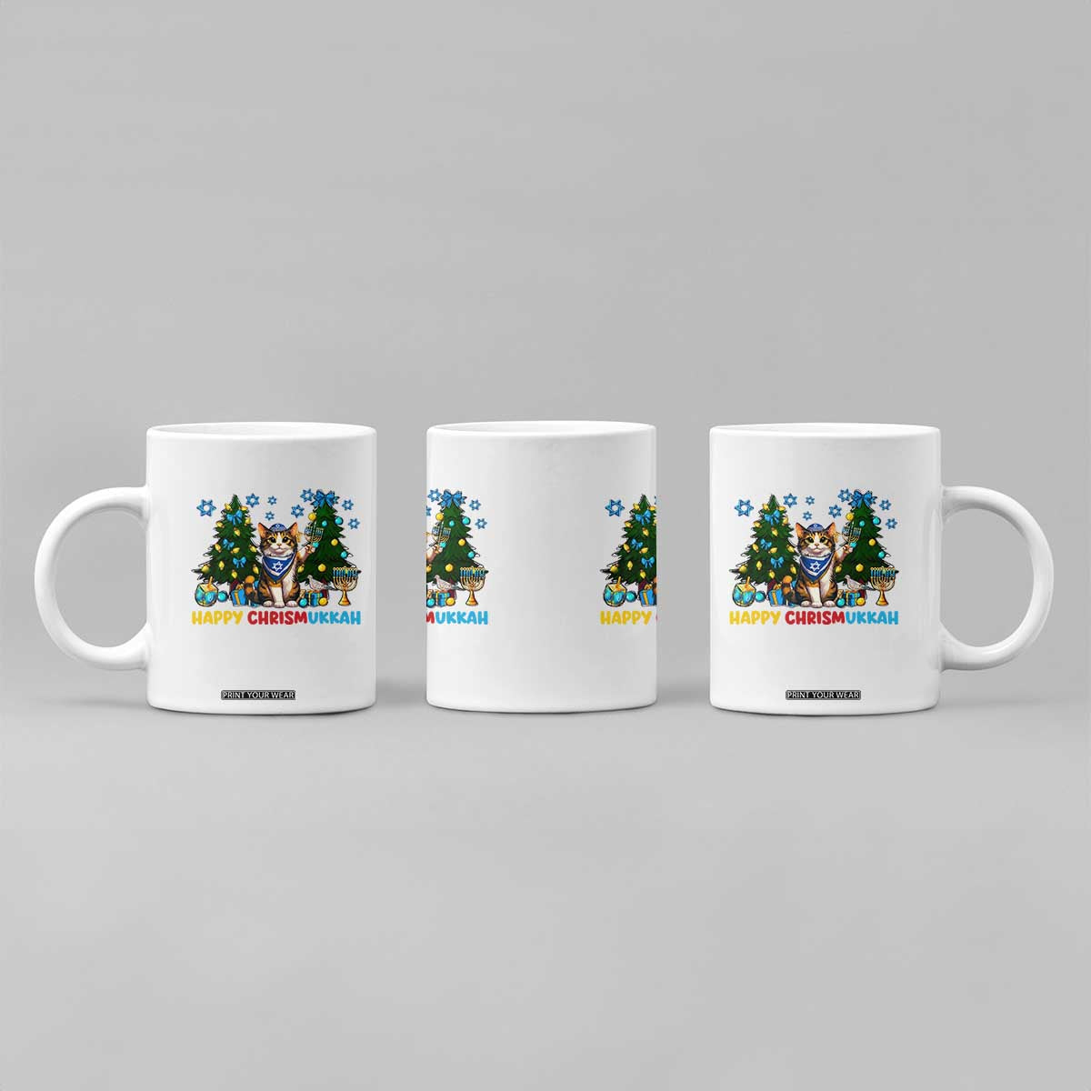 Happy Chrismukkah Coffee Mug Funny Christmas Hanukkah Cat Lover Gift TS12 Print Your Wear