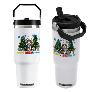 Happy Chrismukkah Flip Straw Tumbler Funny Christmas Hanukkah Cat Lover Gift TS12 One Size: 30 oz White Print Your Wear