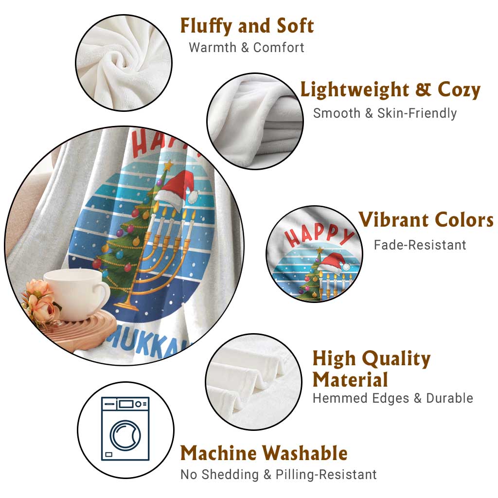 Happy Chrismukkah Throw Blanket Menorah Candle Christmas Tree Holiday Jewish Gift TS12 Print Your Wear