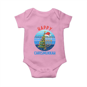 Happy Chrismukkah Baby Onesie Menorah Candle Christmas Tree Holiday Jewish Gift TS12 Light Pink Print Your Wear