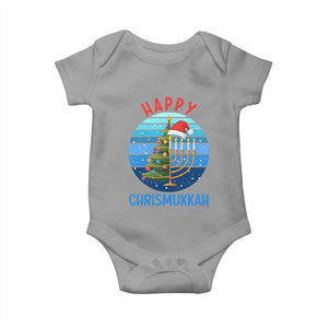 Happy Chrismukkah Baby Onesie Menorah Candle Christmas Tree Holiday Jewish Gift TS12 Sport Gray Print Your Wear
