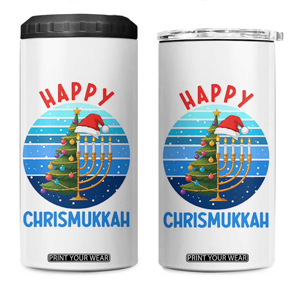 Happy Chrismukkah 4 in 1 Can Cooler Tumbler Menorah Candle Christmas Tree Holiday Jewish Gift TS12 One Size: 16 oz White Print Your Wear