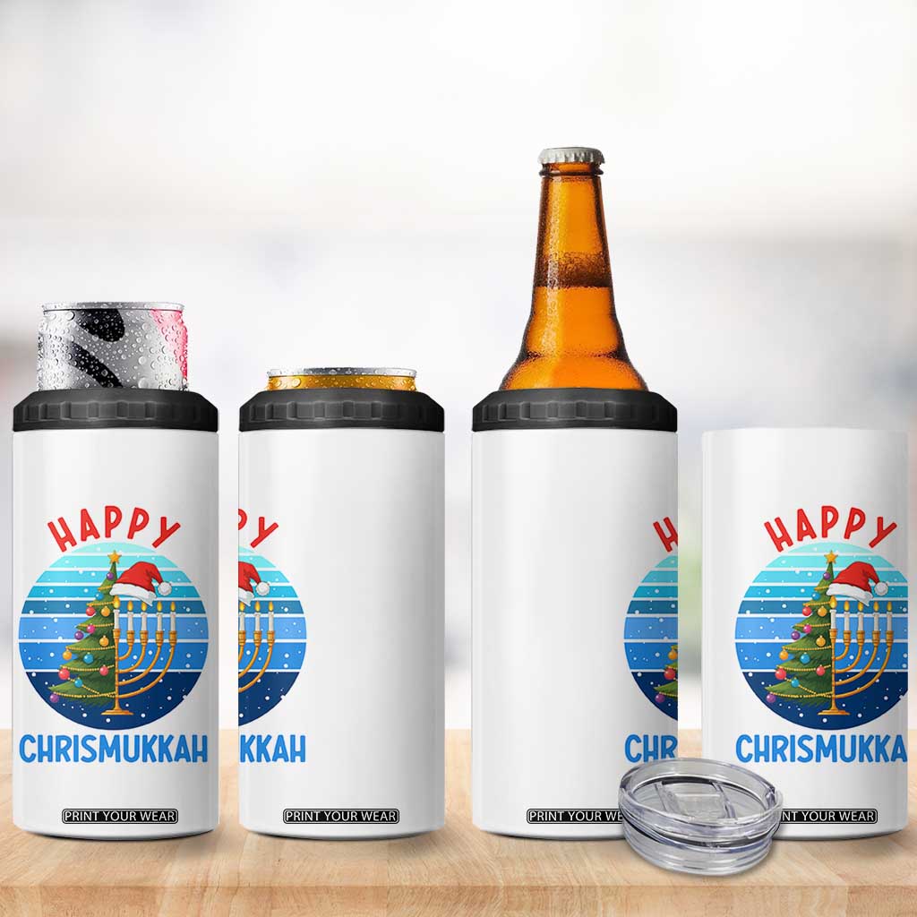 Happy Chrismukkah 4 in 1 Can Cooler Tumbler Menorah Candle Christmas Tree Holiday Jewish Gift TS12 Print Your Wear