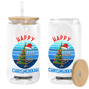 Happy Chrismukkah Glass Can Menorah Candle Christmas Tree Holiday Jewish Gift TS12 Print Your Wear