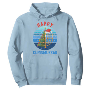 Happy Chrismukkah Hoodie Menorah Candle Christmas Tree Holiday Jewish Gift TS12 Light Blue Print Your Wear
