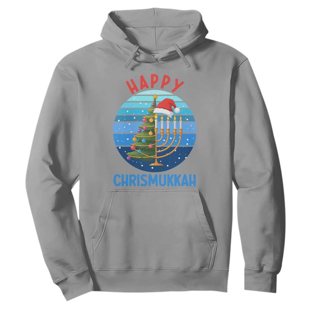 Happy Chrismukkah Hoodie Menorah Candle Christmas Tree Holiday Jewish Gift TS12 Sport Gray Print Your Wear