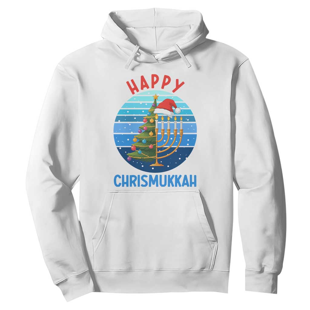 Happy Chrismukkah Hoodie Menorah Candle Christmas Tree Holiday Jewish Gift TS12 White Print Your Wear