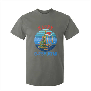 Happy Chrismukkah T Shirt For Kid Menorah Candle Christmas Tree Holiday Jewish Gift TS12 Military Green Print Your Wear
