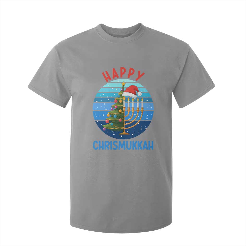Happy Chrismukkah T Shirt For Kid Menorah Candle Christmas Tree Holiday Jewish Gift TS12 Sport Gray Print Your Wear