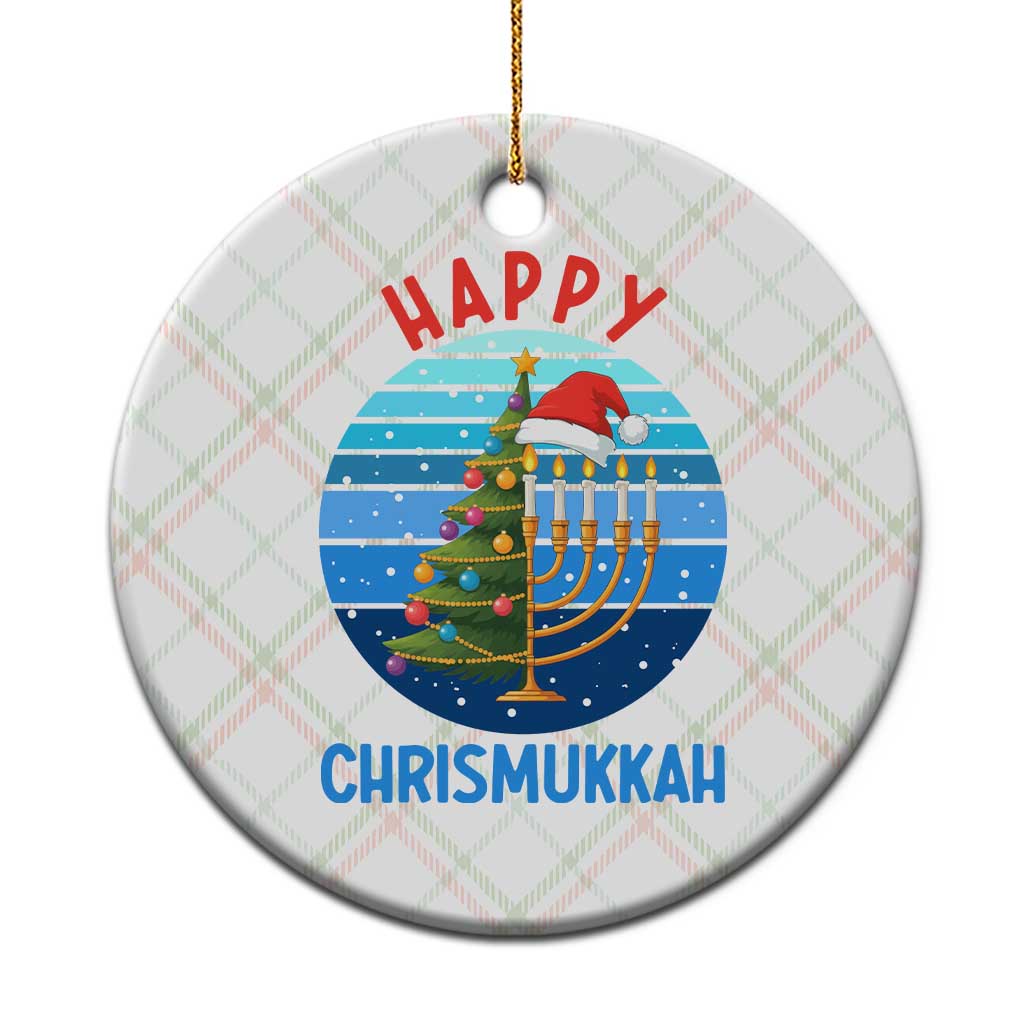 Happy Chrismukkah Ceramic Ornament Menorah Candle Xmas Tree Holiday Jewish Gift TS12 1pc Christmas Plaid Print Your Wear