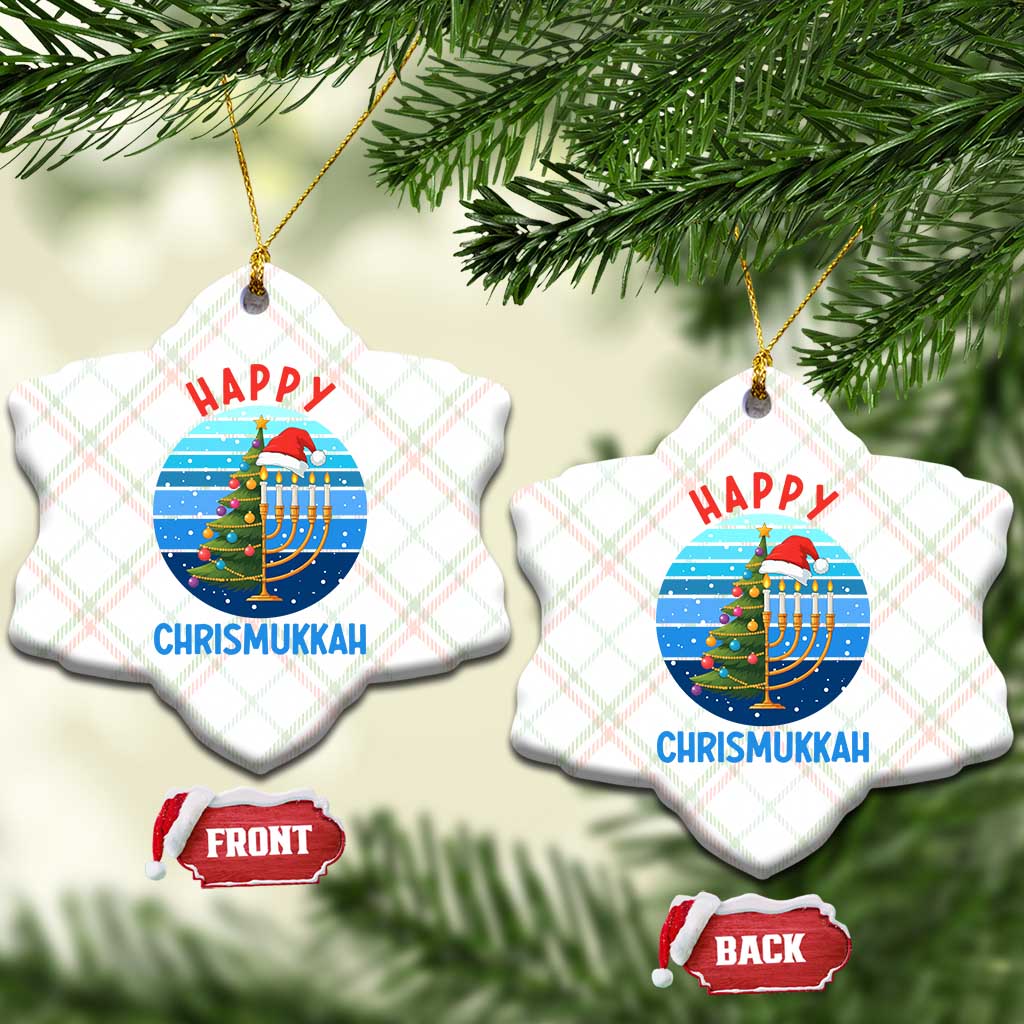 Happy Chrismukkah Ceramic Ornament Menorah Candle Xmas Tree Holiday Jewish Gift TS12 Print Your Wear