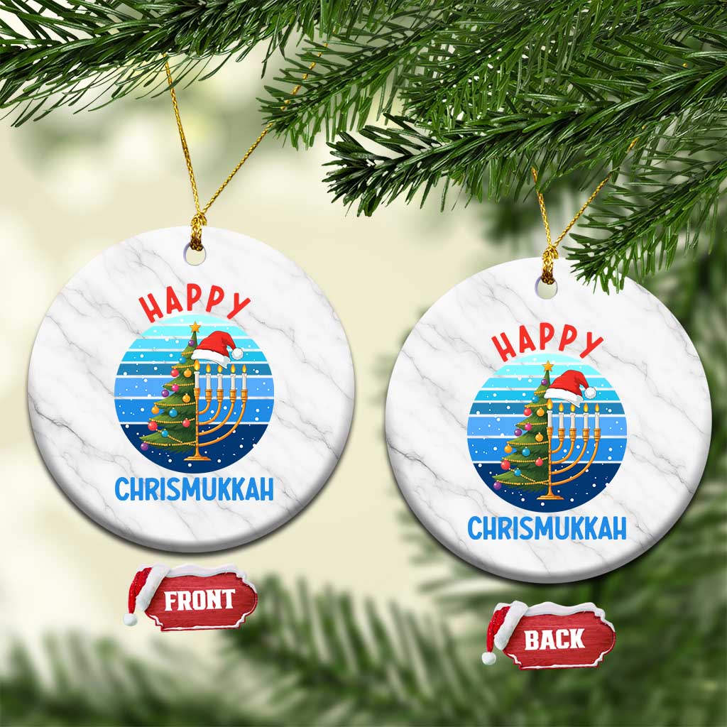 Happy Chrismukkah Ceramic Ornament Menorah Candle Xmas Tree Holiday Jewish Gift TS12 1pc White Marble Print Your Wear