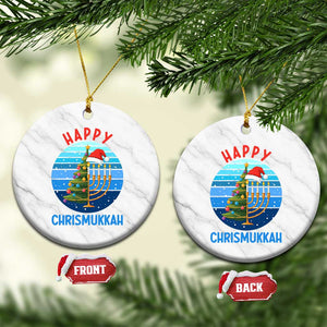Happy Chrismukkah Ceramic Ornament Menorah Candle Xmas Tree Holiday Jewish Gift TS12 1pc White Marble Print Your Wear