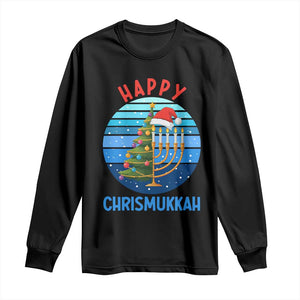 Happy Chrismukkah Long Sleeve Shirt Menorah Candle Christmas Tree Holiday Jewish Gift TS12 Black Print Your Wear