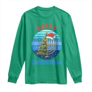 Happy Chrismukkah Long Sleeve Shirt Menorah Candle Christmas Tree Holiday Jewish Gift TS12 Irish Green Print Your Wear