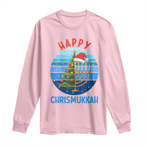 Happy Chrismukkah Long Sleeve Shirt Menorah Candle Christmas Tree Holiday Jewish Gift TS12 Light Pink Print Your Wear