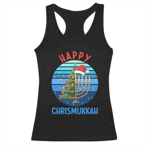 Happy Chrismukkah Racerback Tank Top Menorah Candle Christmas Tree Holiday Jewish Gift TS12 Black Print Your Wear