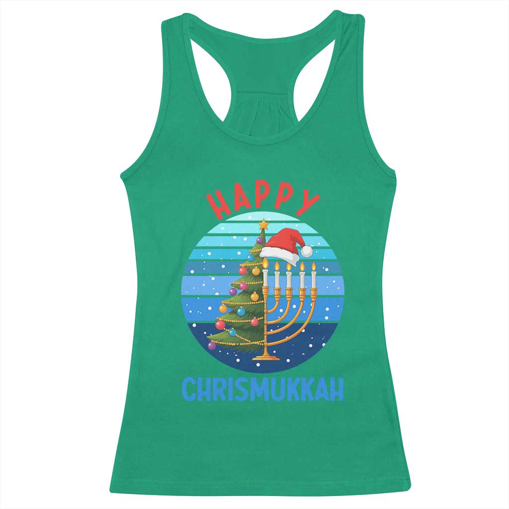 Happy Chrismukkah Racerback Tank Top Menorah Candle Christmas Tree Holiday Jewish Gift TS12 Irish Green Print Your Wear