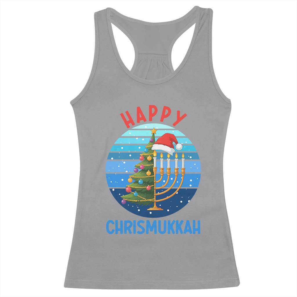 Happy Chrismukkah Racerback Tank Top Menorah Candle Christmas Tree Holiday Jewish Gift TS12 Sport Gray Print Your Wear