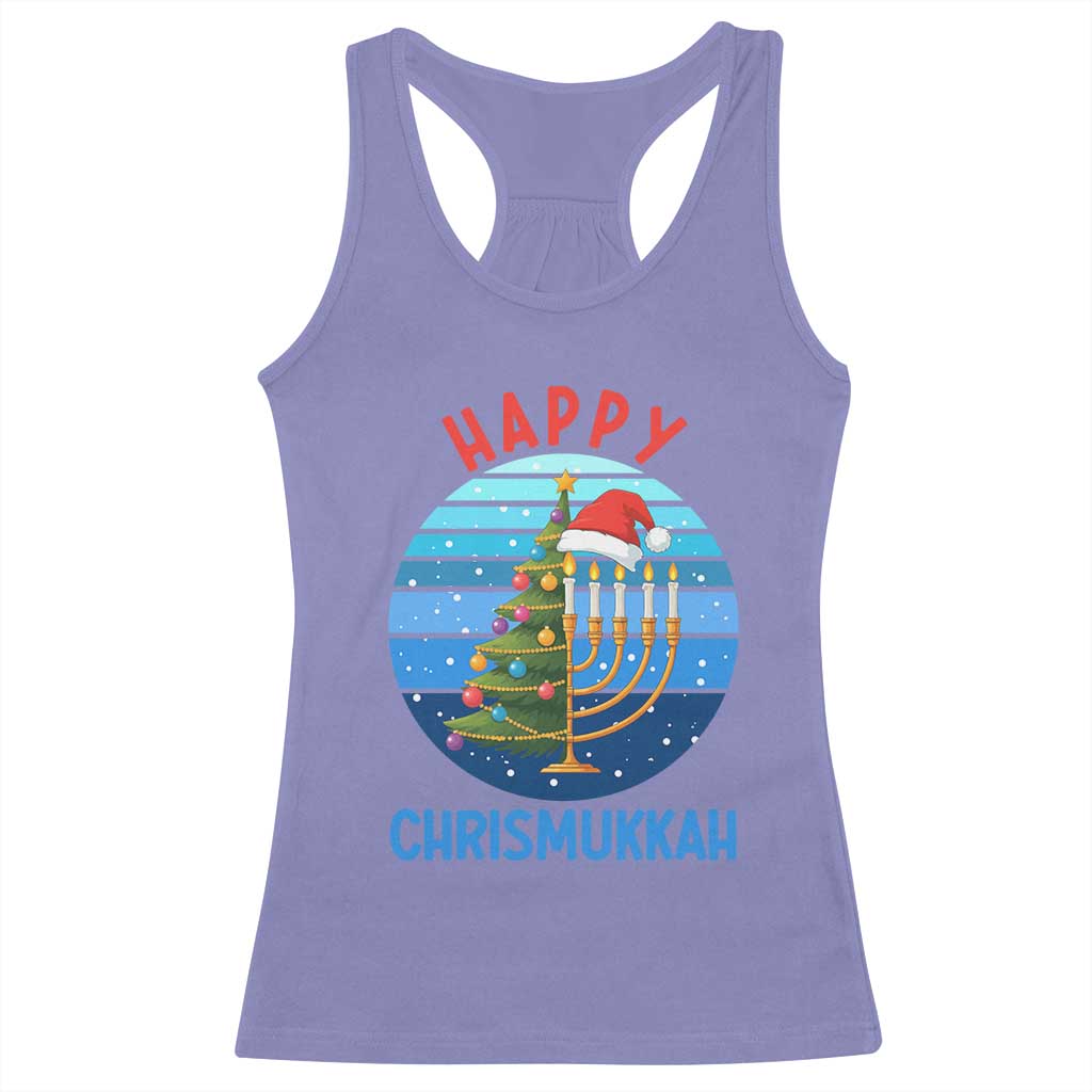 Happy Chrismukkah Racerback Tank Top Menorah Candle Christmas Tree Holiday Jewish Gift TS12 Violet Print Your Wear