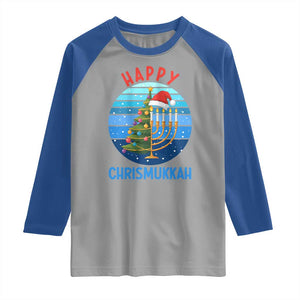 Happy Chrismukkah Raglan Shirt Menorah Candle Christmas Tree Holiday Jewish Gift TS12 Sport Gray Royal Print Your Wear