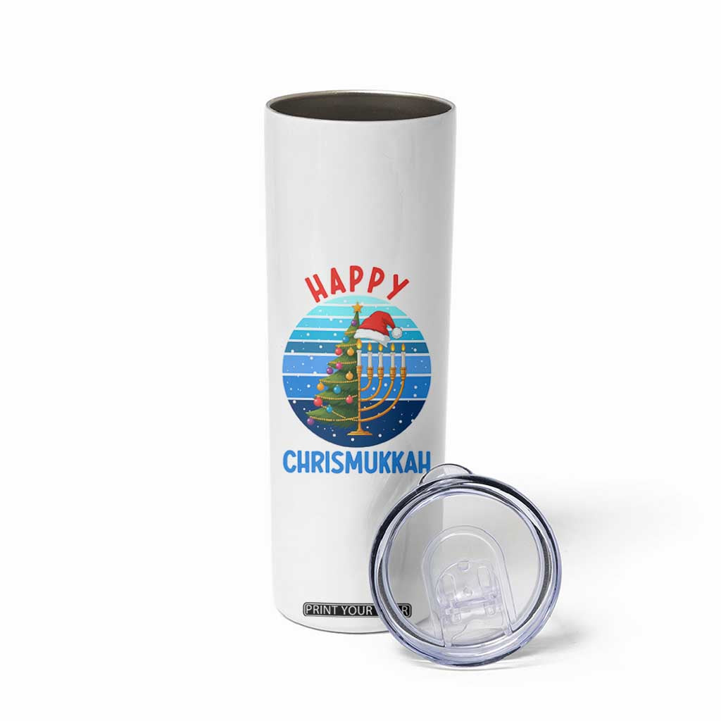 Happy Chrismukkah Skinny Tumbler Menorah Candle Christmas Tree Holiday Jewish Gift TS12 Print Your Wear