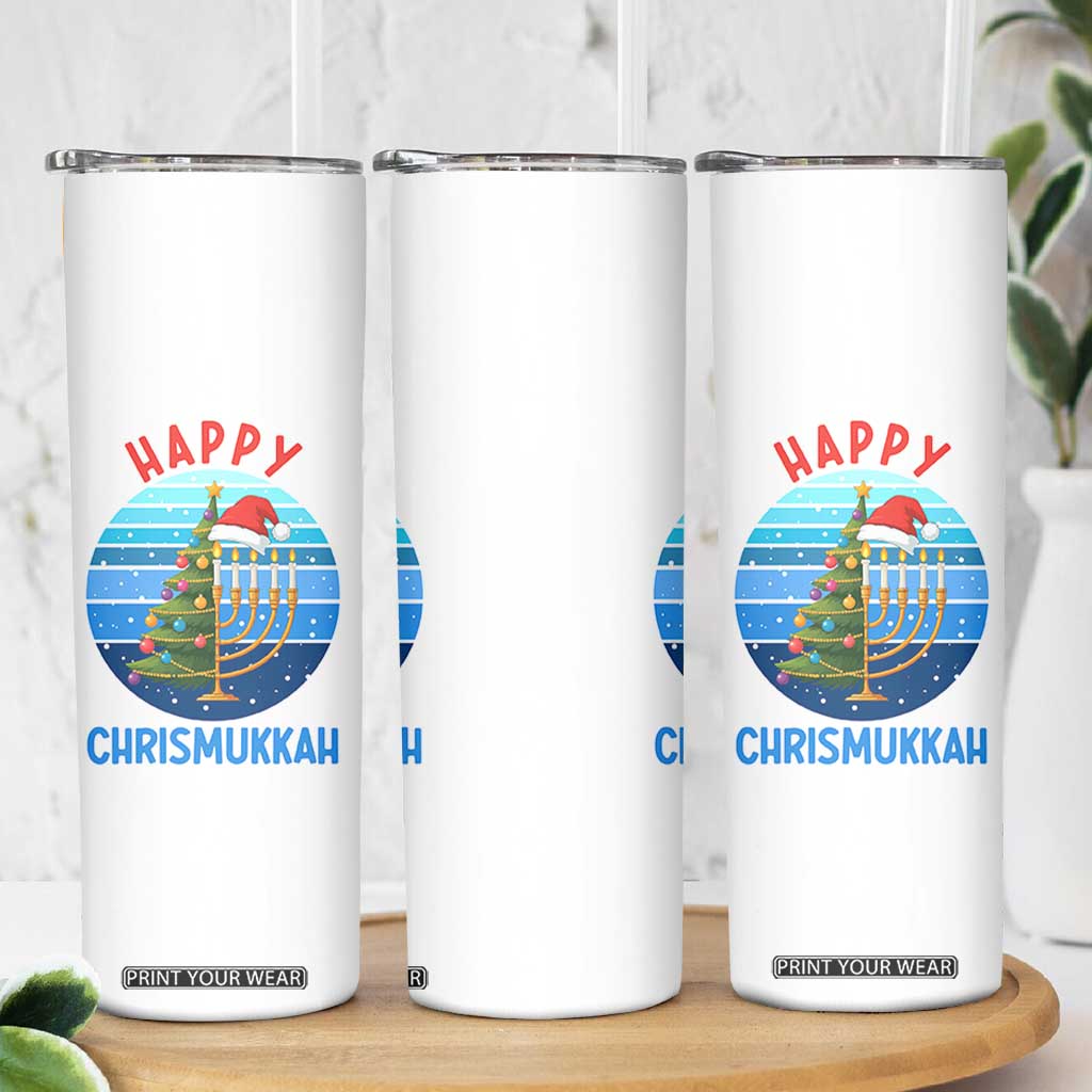 Happy Chrismukkah Skinny Tumbler Menorah Candle Christmas Tree Holiday Jewish Gift TS12 Print Your Wear