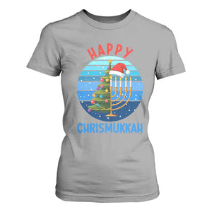 Happy Chrismukkah T Shirt For Women Menorah Candle Christmas Tree Holiday Jewish Gift TS12 Sport Gray Print Your Wear