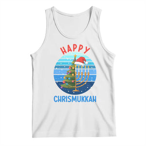 Happy Chrismukkah Tank Top Menorah Candle Christmas Tree Holiday Jewish Gift TS12 White Print Your Wear