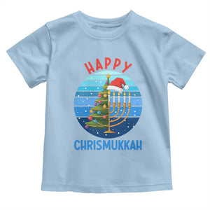 Happy Chrismukkah Toddler T Shirt Menorah Candle Christmas Tree Holiday Jewish Gift TS12 Light Blue Print Your Wear