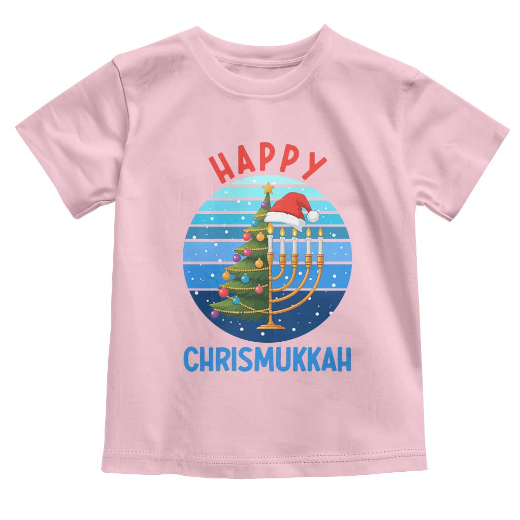 Happy Chrismukkah Toddler T Shirt Menorah Candle Christmas Tree Holiday Jewish Gift TS12 Light Pink Print Your Wear