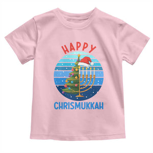 Happy Chrismukkah Toddler T Shirt Menorah Candle Christmas Tree Holiday Jewish Gift TS12 Light Pink Print Your Wear