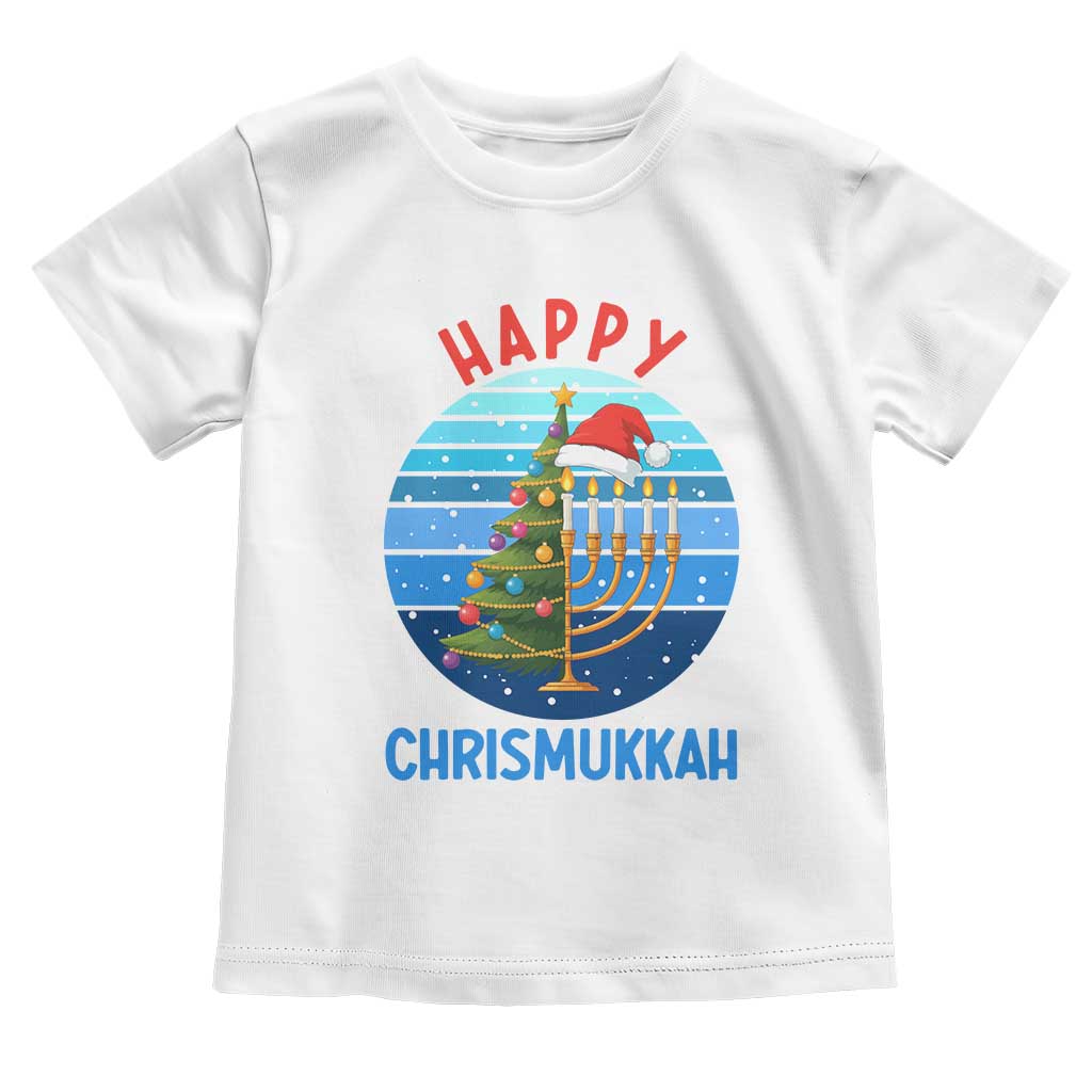 Happy Chrismukkah Toddler T Shirt Menorah Candle Christmas Tree Holiday Jewish Gift TS12 White Print Your Wear
