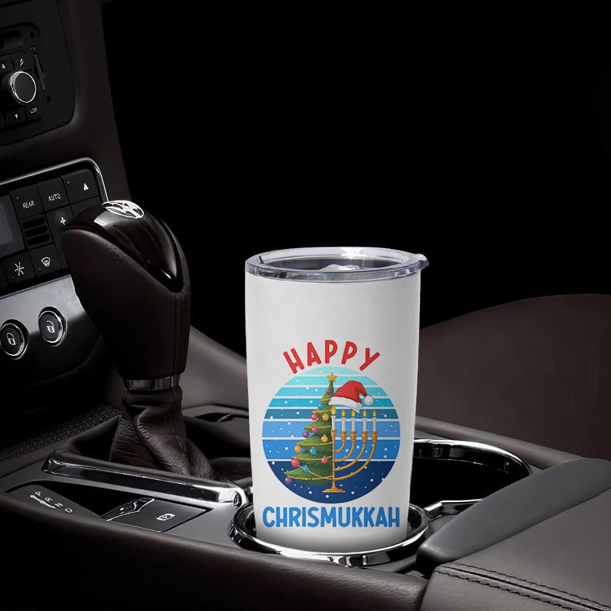 Happy Chrismukkah Tumbler Cup Menorah Candle Christmas Tree Holiday Jewish Gift TS12 Print Your Wear