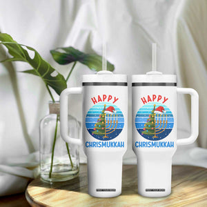Happy Chrismukkah Tumbler With Handle Menorah Candle Christmas Tree Holiday Jewish Gift TS12 Print Your Wear