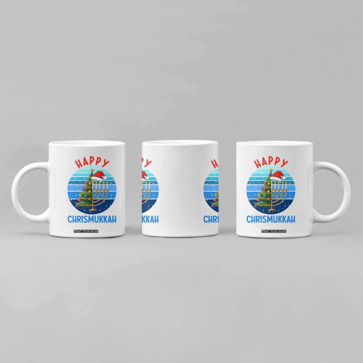 Happy Chrismukkah Coffee Mug Menorah Candle Christmas Tree Holiday Jewish Gift TS12 Print Your Wear